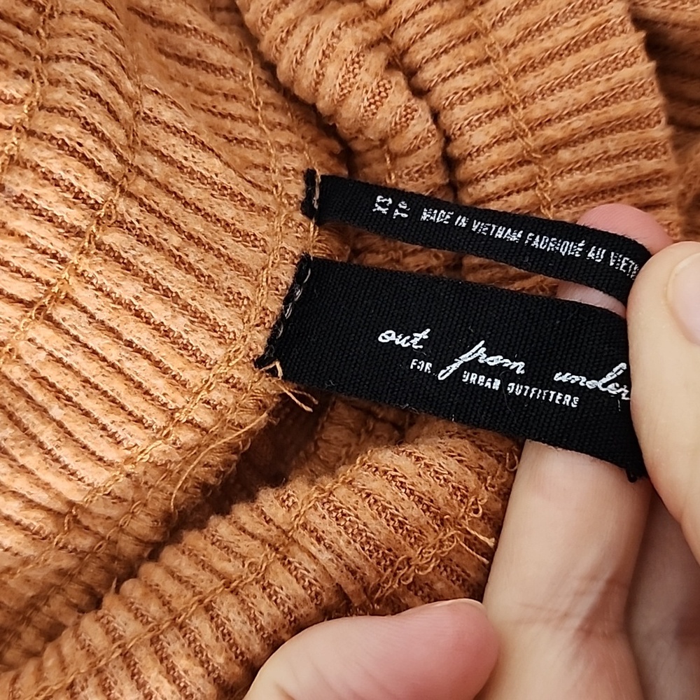 Rust Brown Textured Ribbed Drawstring Lounge Pant… - image 2